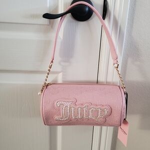 Juicy Couture Pink Diamond String Of Pearls Barrel Roll Shoulder Bag